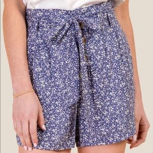 Francesca‘s blue floral button up shorts